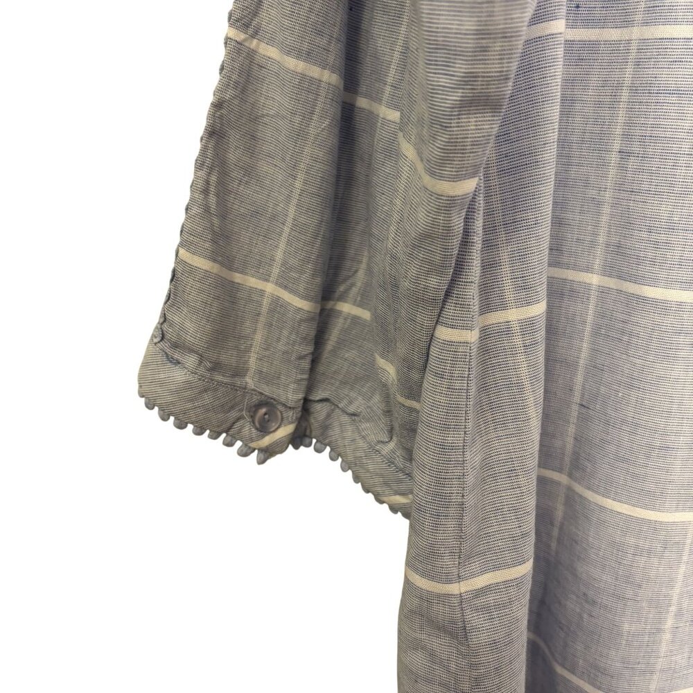 Christopher & Banks Blue Plaid 3/4 Sleeve Tunic Top W/Lace Detail Size L - Picture 5 of 13